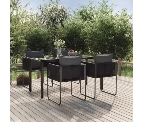 5-Daļīgs Dārza Mēbeļu Komplekts, Melns  Vidaxl
