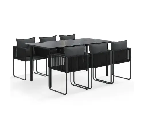 7-Daļīgs Dārza Mēbeļu Komplekts, Melns  Vidaxl