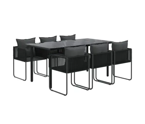 7-Daļīgs Dārza Mēbeļu Komplekts, Melns  Vidaxl