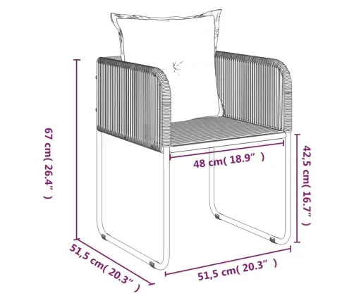 7-Daļīgs Dārza Mēbeļu Komplekts, Melns  Vidaxl