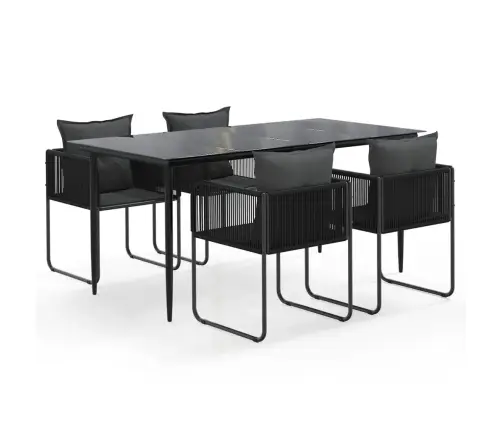 5-Daļīgs Dārza Mēbeļu Komplekts, Melns  Vidaxl