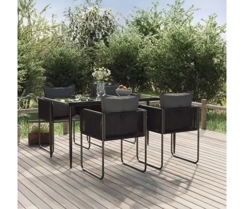 5-Daļīgs Dārza Mēbeļu Komplekts, Melns  Vidaxl