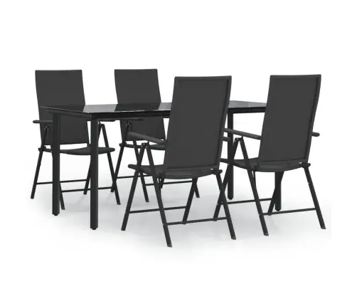 5-Daļīgs Dārza Mēbeļu Komplekts, Melns, Pe Rotangpalma Vidaxl