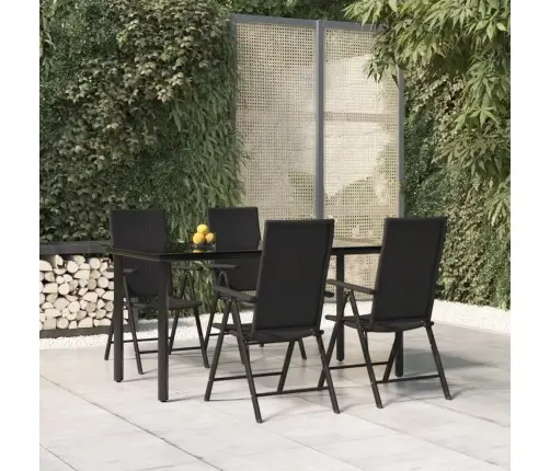 5-Daļīgs Dārza Mēbeļu Komplekts, Melns, Pe Rotangpalma Vidaxl