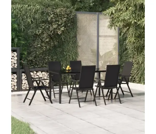 7-Osaline Aiamööblikomplekt, Must, Polürotang