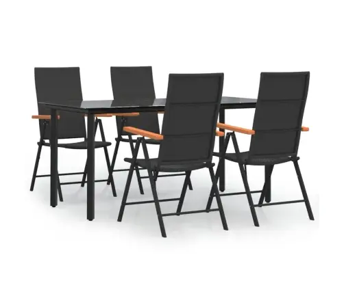 5-Daļīgs Dārza Mēbeļu Komplekts, Melns, Brūns, Pe Rotangpalma Vidaxl