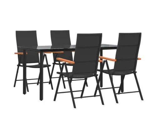 5-Daļīgs Dārza Mēbeļu Komplekts, Melns, Brūns, Pe Rotangpalma Vidaxl