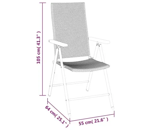 5-Daļīgs Dārza Mēbeļu Komplekts, Melns, Brūns, Pe Rotangpalma Vidaxl