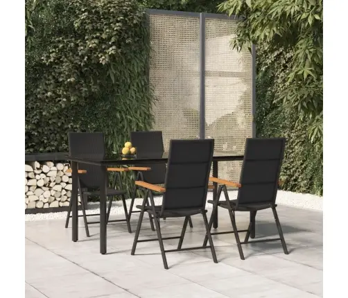 5-Daļīgs Dārza Mēbeļu Komplekts, Melns, Brūns, Pe Rotangpalma Vidaxl