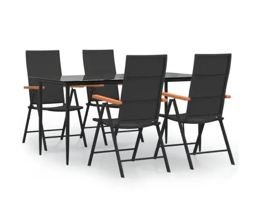 5-Daļīgs Dārza Mēbeļu Komplekts, Melns, Brūns, Pe Rotangpalma Vidaxl