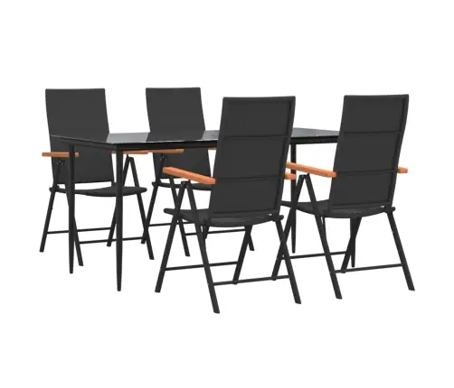 5-Daļīgs Dārza Mēbeļu Komplekts, Melns, Brūns, Pe Rotangpalma Vidaxl