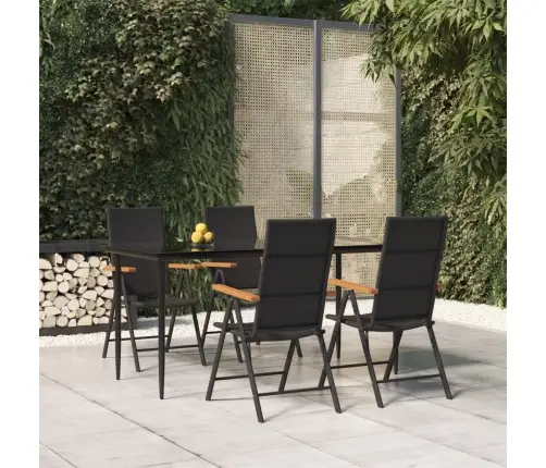 5-Daļīgs Dārza Mēbeļu Komplekts, Melns, Brūns, Pe Rotangpalma Vidaxl