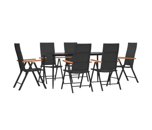 7-Daļīgs Dārza Mēbeļu Komplekts, Melns, Brūns, Pe Rotangpalma Vidaxl