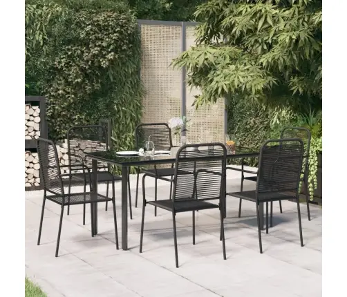 7-Daļīgs Dārza Mēbeļu Komplekts, Virves, Tērauds, Melns Vidaxl