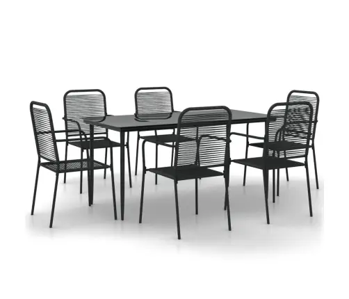 7-Daļīgs Dārza Mēbeļu Komplekts, Virves, Tērauds, Melns Vidaxl