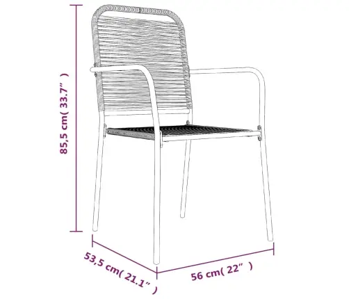 7-Daļīgs Dārza Mēbeļu Komplekts, Virves, Tērauds, Melns Vidaxl