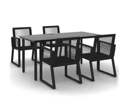 5-Daļīgs Dārza Mēbeļu Komplekts, Melns, Pvc Rotangpalma Vidaxl