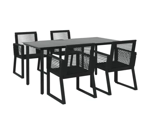 5-Daļīgs Dārza Mēbeļu Komplekts, Melns, Pvc Rotangpalma Vidaxl