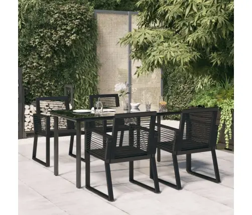 5-Daļīgs Dārza Mēbeļu Komplekts, Melns, Pvc Rotangpalma Vidaxl