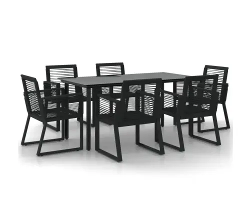 Sodo Valgomojo Komplektas, 7 Dalių, Juodas, Pvc Ratanas