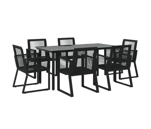 Sodo Valgomojo Komplektas, 7 Dalių, Juodas, Pvc Ratanas