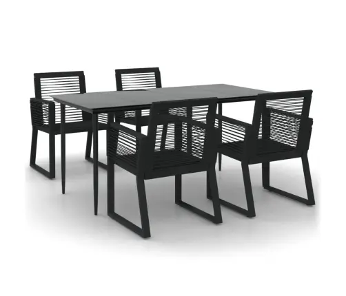 Sodo Valgomojo Komplektas, 5 Dalių, Juodas, Pvc Ratanas