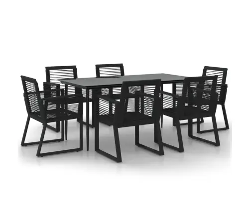 Sodo Valgomojo Komplektas, 7 Dalių, Juodas, Pvc Ratanas