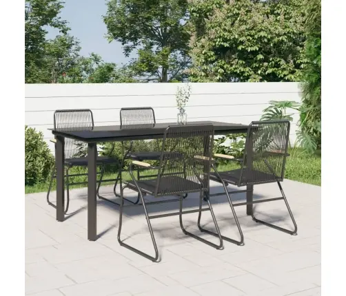 5-Osaline Aiamööbli Komplekt, Must, Pvc-Rotang