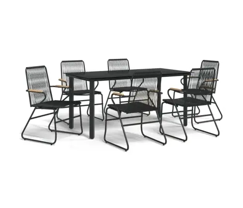 7-Daļīgs Dārza Mēbeļu Komplekts, Melna Pvc Rotangpalma Vidaxl