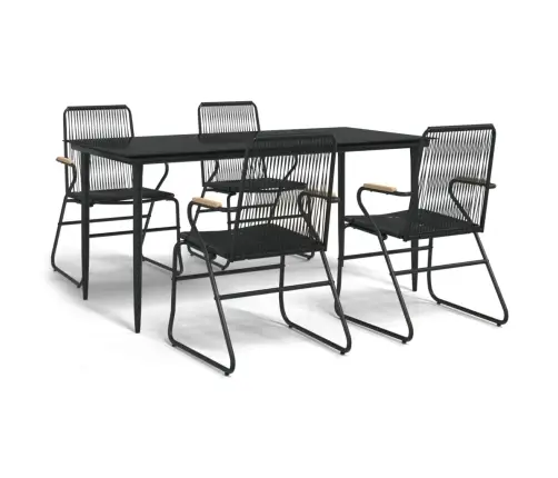 5-Daļīgs Dārza Mēbeļu Komplekts, Melns, Pvc Rotangpalma Vidaxl