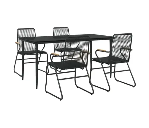 5-Daļīgs Dārza Mēbeļu Komplekts, Melns, Pvc Rotangpalma Vidaxl