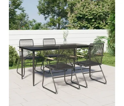 5-Daļīgs Dārza Mēbeļu Komplekts, Melns, Pvc Rotangpalma Vidaxl