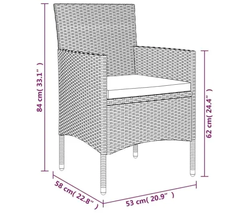 5-Osaline Aiamööbli Komplekt Patjadega, Must