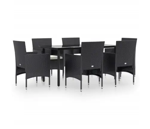 7-Daļīgs Dārza Mēbeļu Komplekts Ar Matračiem, Melns Vidaxl