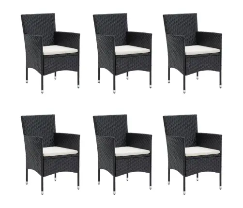 7-Daļīgs Dārza Mēbeļu Komplekts Ar Matračiem, Melns Vidaxl