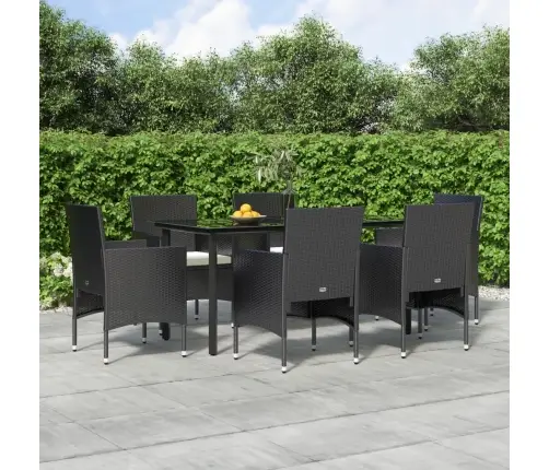 7-Daļīgs Dārza Mēbeļu Komplekts Ar Matračiem, Melns Vidaxl