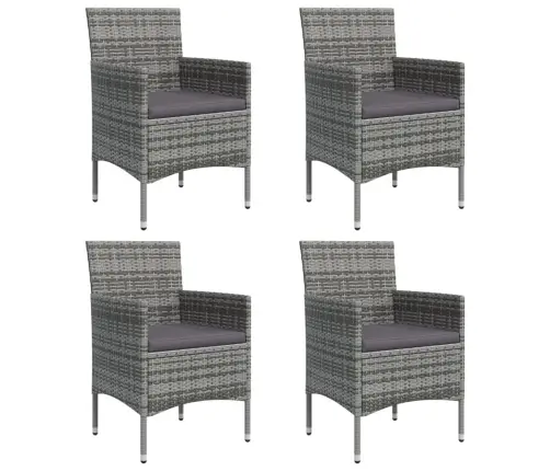 5-Daļīgs Dārza Mēbeļu Komplekts Ar Matračiem, Pelēks, Melns Vidaxl