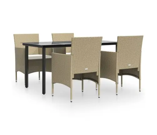 Sodo Komplektas Su Pagalvėlėmis, 5 Dalių, Smėlio Ir Juodas