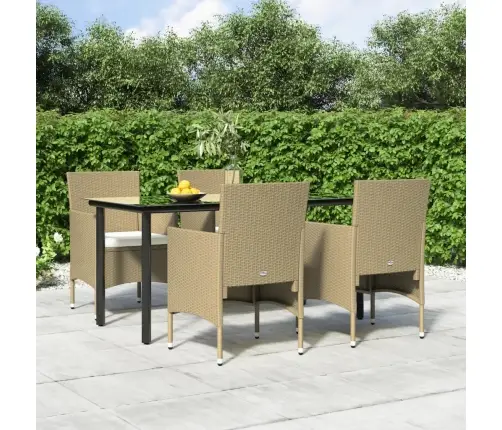 Sodo Komplektas Su Pagalvėlėmis, 5 Dalių, Smėlio Ir Juodas