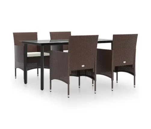 5-Osaline Aiamööbli Komplekt Patjadega, Pruun Ja Must