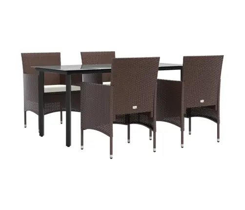 5-Osaline Aiamööbli Komplekt Patjadega, Pruun Ja Must