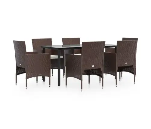 7-Daļīgs Dārza Mēbeļu Komplekts Ar Matračiem, Brūns Ar Melns Vidaxl