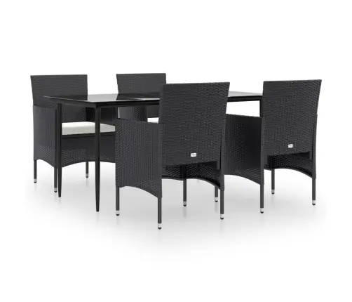 5-Osaline Aiamööbli Komplekt Patjadega, Must