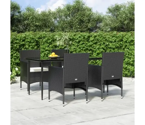 5-Osaline Aiamööbli Komplekt Patjadega, Must