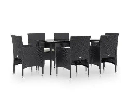 7-Daļīgs Dārza Mēbeļu Komplekts Ar Matračiem, Melns Vidaxl