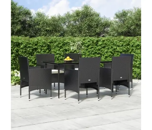 7-Daļīgs Dārza Mēbeļu Komplekts Ar Matračiem, Melns Vidaxl