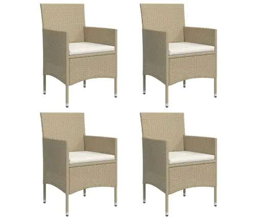 5-Daļīgs Dārza Mēbeļu Komplekts Ar Matračiem, Bēša Ar Melns Vidaxl