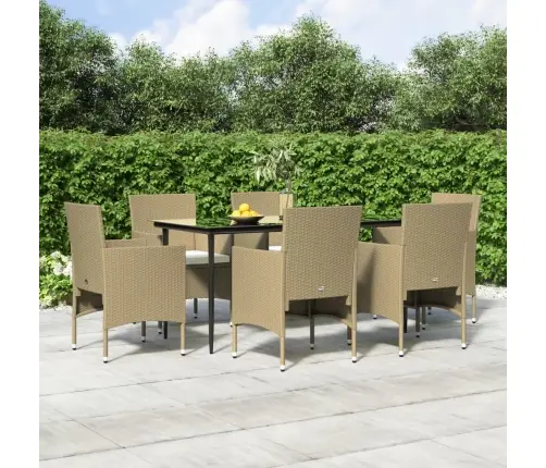 7-Osaline Aiamööbli Komplekt Patjadega, Beež Ja Must