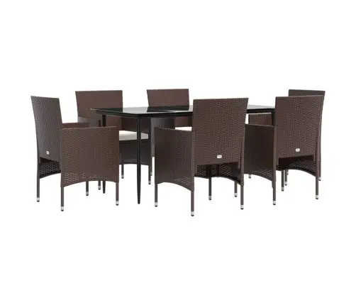 7-Daļīgs Dārza Mēbeļu Komplekts Ar Matračiem, Brūns Ar Melns Vidaxl