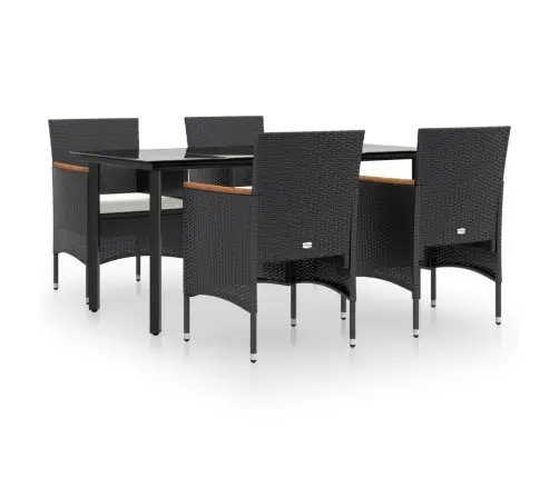 5-Osaline Aiamööbli Komplekt Patjadega, Must